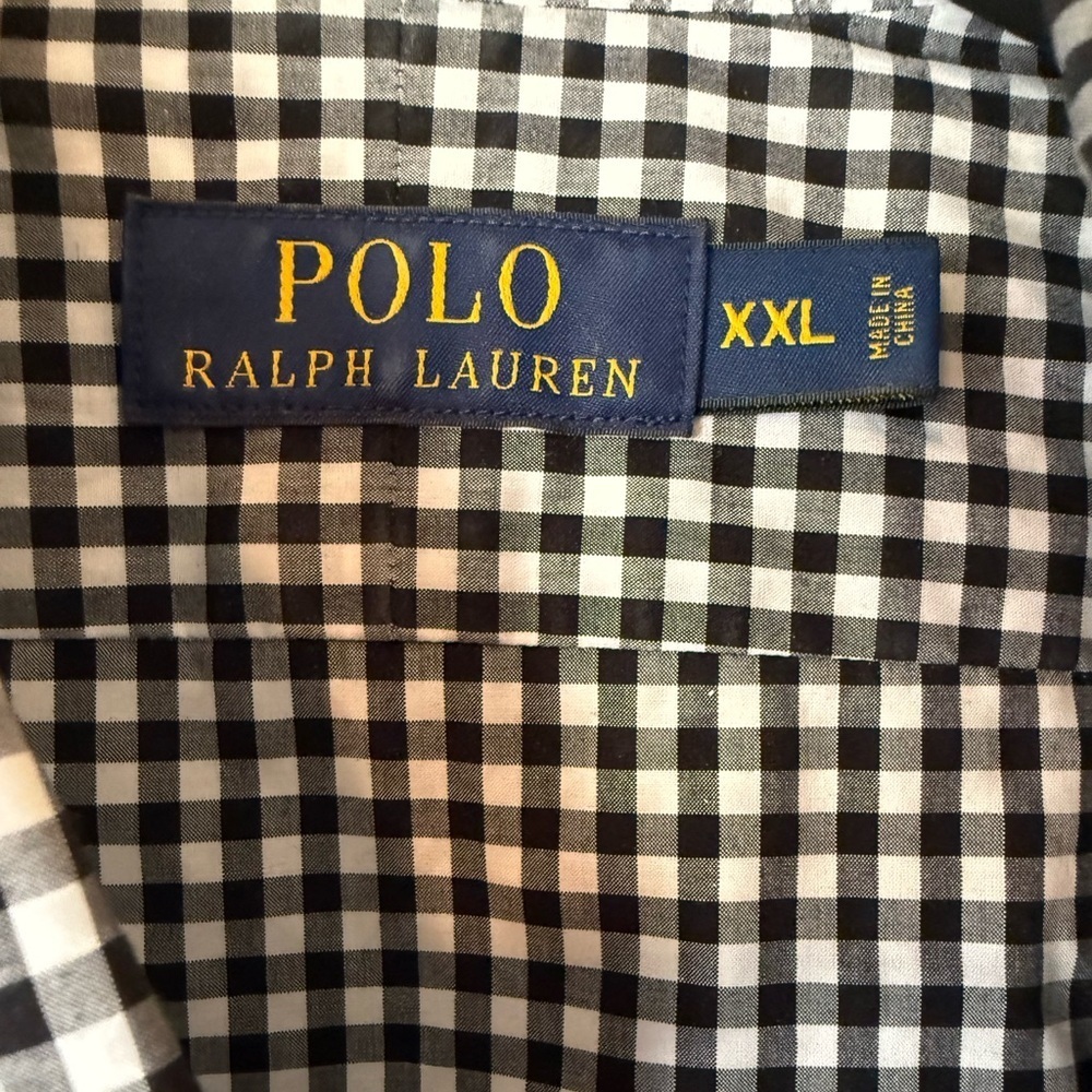 NWOT Polo Ralph Lauren Black and White Checker Button Down in XXL - Picture 4 of 8